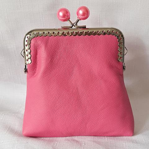 Pink Genuine Leather Large Coin Purse