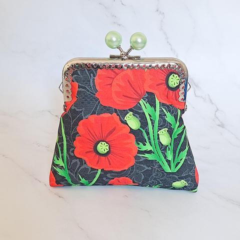 Red Poppy Large Kisslock Coin Purse
