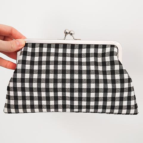 Black and White Gingham Small Kisslock Clutch